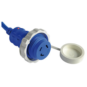 Pre-mounted cap + cable blue 15 m 16 A